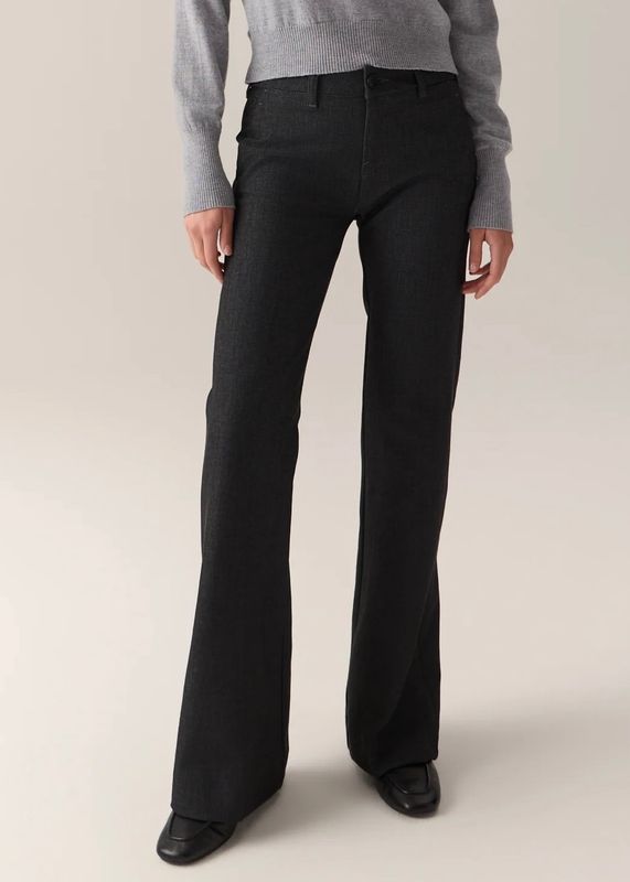 LOIS - Silvia Suple Dressbukse High Rise Flare 2565-5976 Roble Wool Tarmac 193