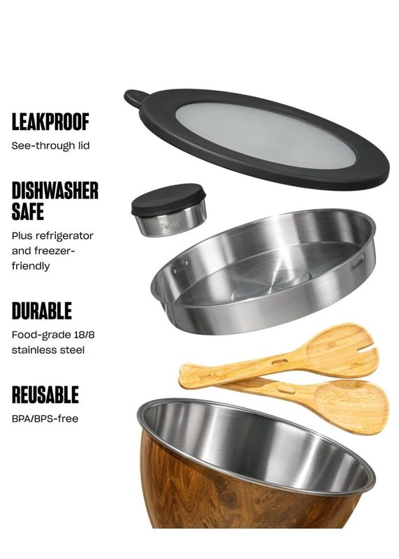 S´WELL - Salad Bowl Kit XL Teakwood 184 oz / 5,4L