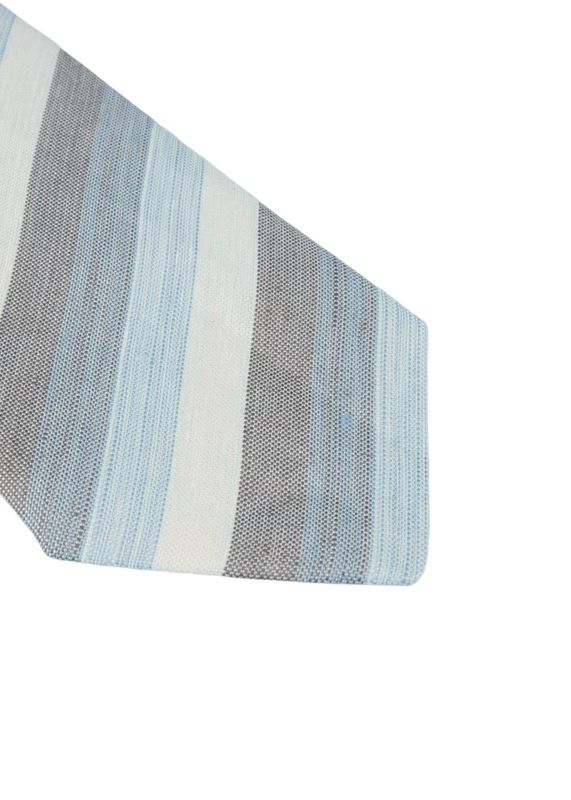 STENSTRÖMS - Slips Blue Stripe Linen Silk 913420-122