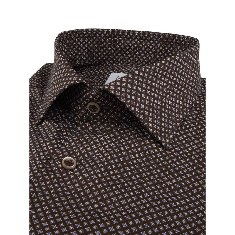 STENSTRÖMS - Brown Patterned Poplin Skjorte 612751 8663 281