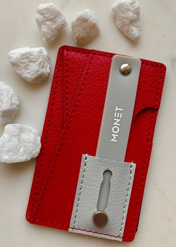 MONET - Kortholder til mobil Red with Grey Strap