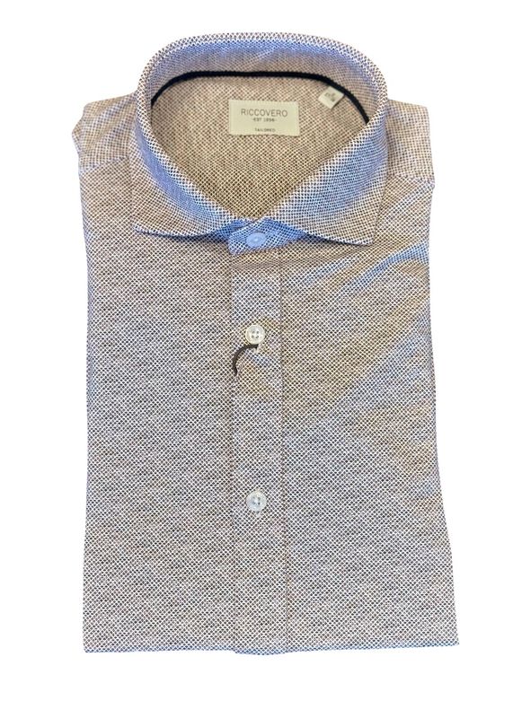 RICCOVERO - M Leo Tailor Fit Skjorte Brown Pattern 5305-411