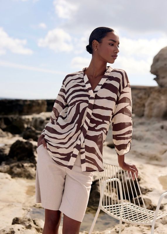 RICCOVERO - W Safari Skjorte Brown Zebra 177
