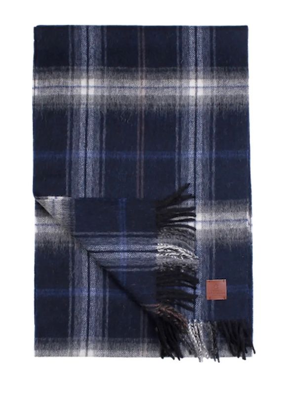 AMANDA CHRISTENSEN - Check Skjerf Navy 440411 409