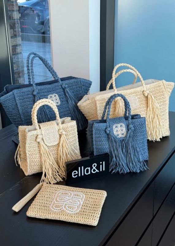 ELLA&IL - Rikke Straw Veske Blue