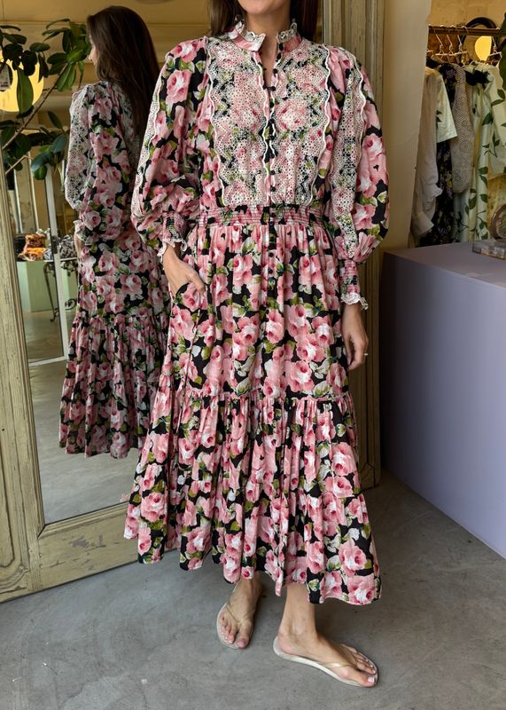 BYTIMO - Cotton Slub Midikjole Rose Bouquet 2620519 600