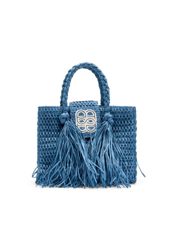 ELLA&IL - Sigrid Straw Veske Blue