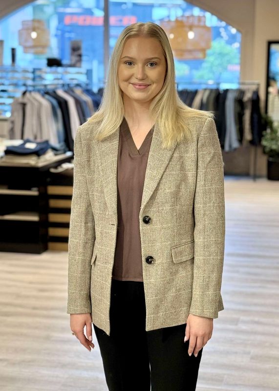CAMILLA PIHL - Brook Check Ullblazer Taupe Herringbone 