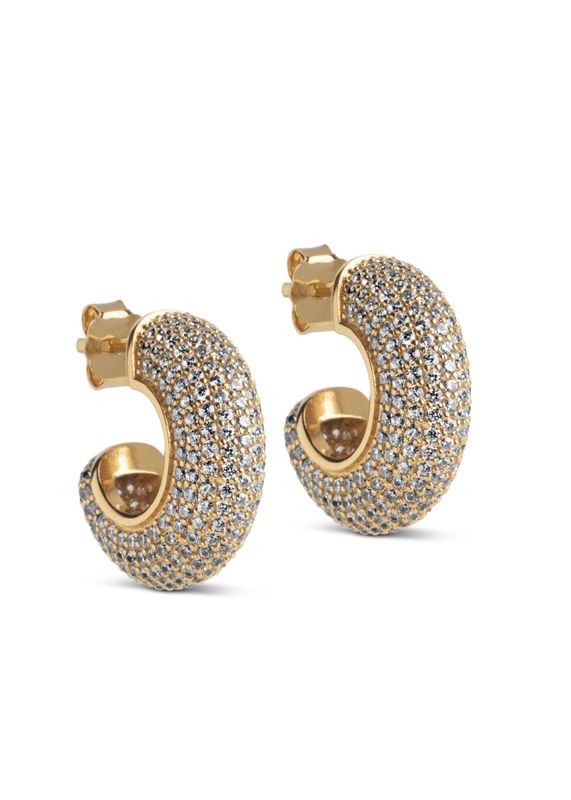 ENAMEL - Sparkling Luna Øreringer Clear Goldplated